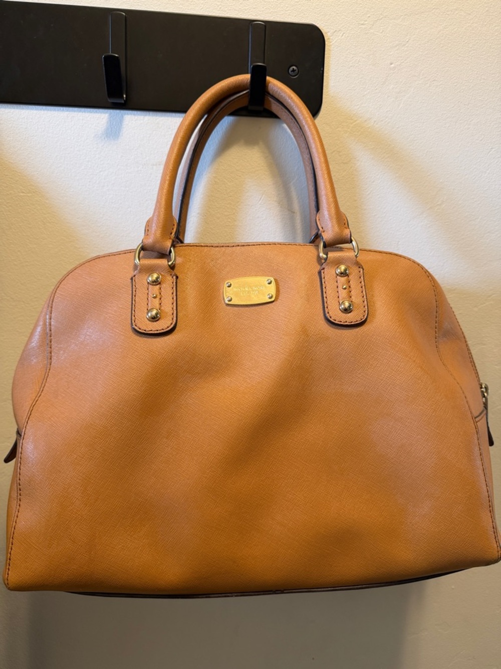 Michael Kors Cognac Tan Leather Satchel with Gold Hardware